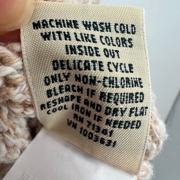 VINTAGE LL Bean 100% cotton funnel neck pullover sweater cream tan size medium - Picture 7 of 8